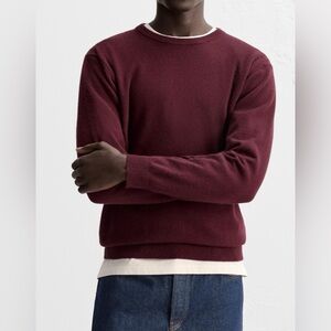 NWOT ZARA Burgundy Cashmere Crewneck Sweater